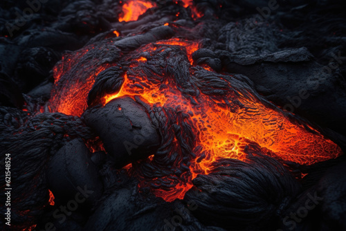 Magma lava cracked glow, embers. AI generated