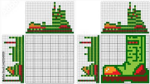 Army Boot Icon Nonogram Pixel Art M_2307001