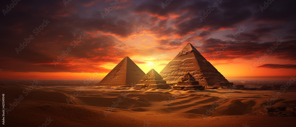 Photo landscape of Pyramid at sunset