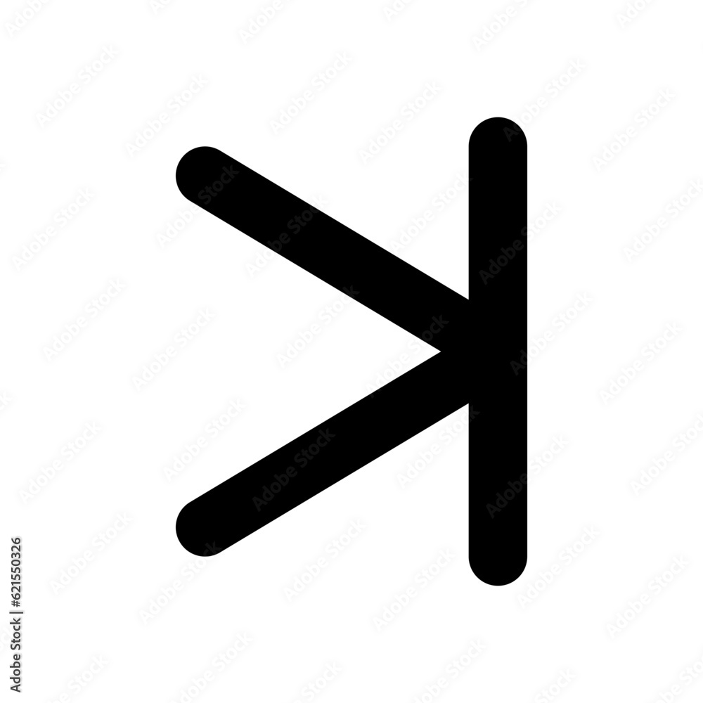 Vector arrow chevron with line right icon. Black, white background. Perfect for app and web interfaces, infographics, presentations, marketing, etc. Vector arrow chevron with line right icon. Black, white background. Perfect for app and web interfaces, infographics, presentations, marketing, etc.