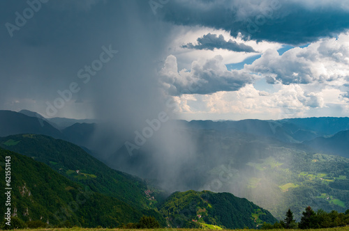 Storm rain in the mountains.