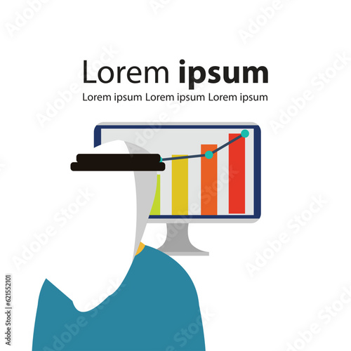 Arab man info graphic Education man training design