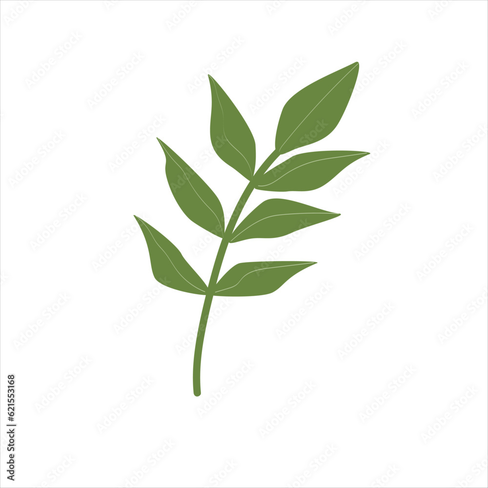 Simple grass, branch. Vector flat design.