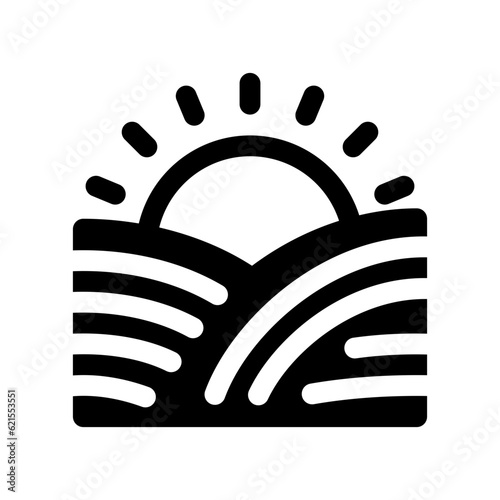 Editable sunrise, morning vector icon. Farm, field, nature, landscape. Part of a big icon set family. Perfect for web and app interfaces, presentations, infographics, etc