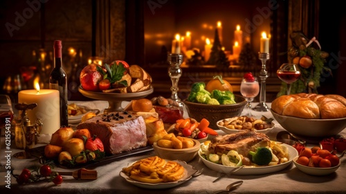 Wallpaper Mural Christmas meal, served on the table with decoration christmas Torontodigital.ca