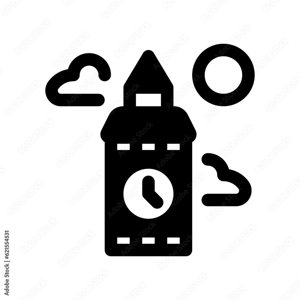 Editable clock tower, skyscraper, office vector icon. Landmark, monument, building, architecture. Part of a big icon set family. Perfect for web and app interfaces, presentations, infographics, etc Editable clock tower, skyscraper, office vector icon. Landmark, monument, building, architecture. Part of a big icon set family. Perfect for web and app interfaces, presentations, infographics, etc