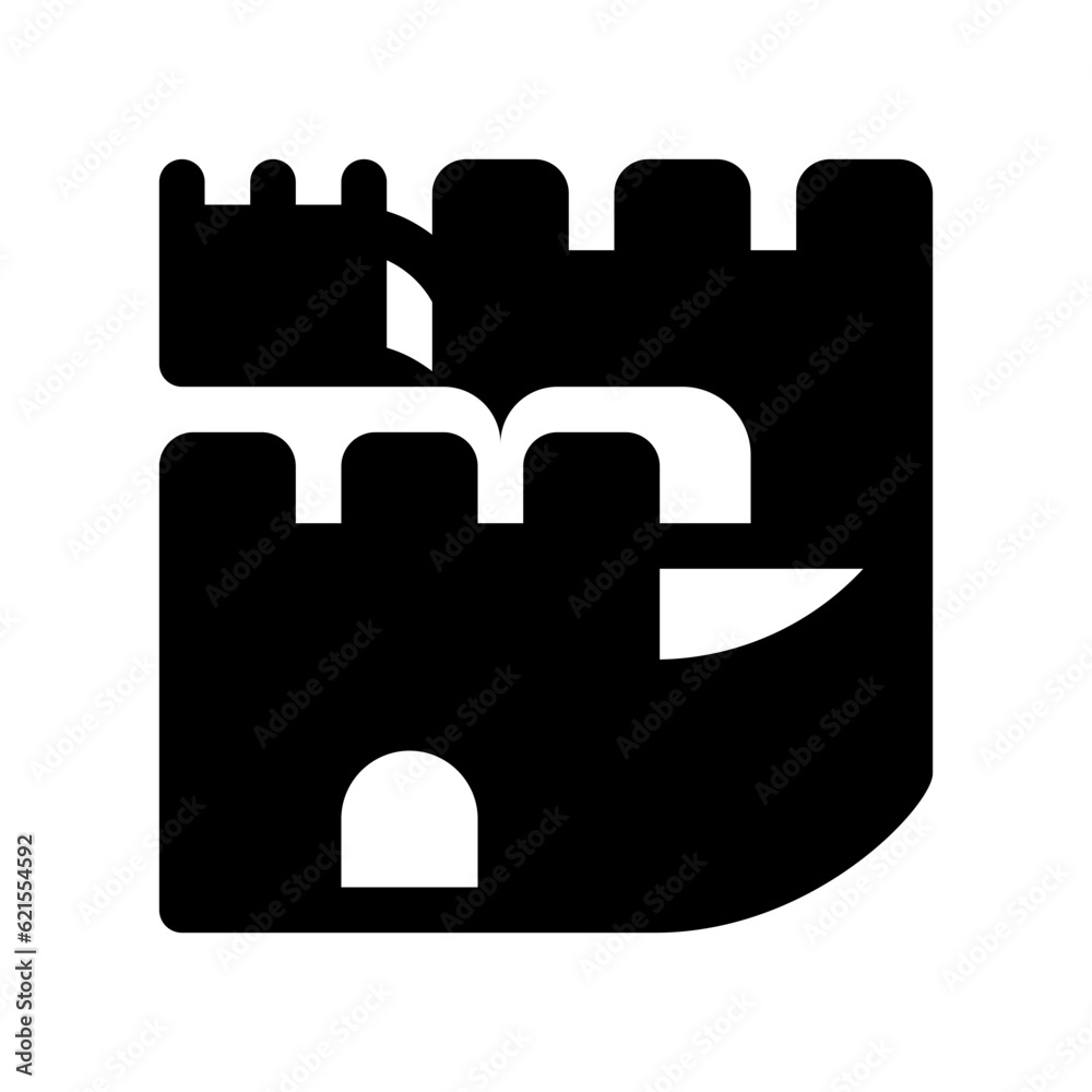 Editable wall, castle, fortress vector icon. Landmark, monument, ancient, building, architecture. Part of a big icon set family. Perfect for web and app interfaces, presentations, infographics, etc Editable wall, castle, fortress vector icon. Landmark, monument, ancient, building, architecture. Part of a big icon set family. Perfect for web and app interfaces, presentations, infographics, etc