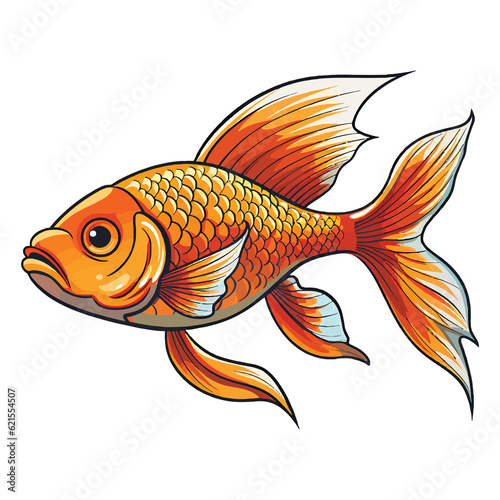 Aquatic Delight: Captivating 2D Illustration of a Fish Goldfish