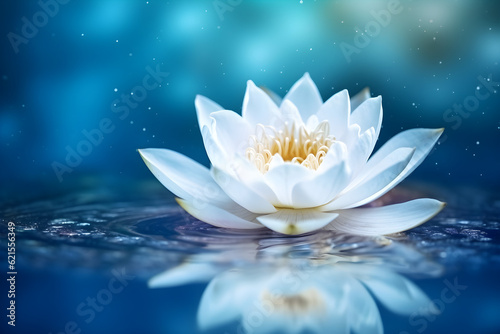 White lotus flower close-up, Generative AI