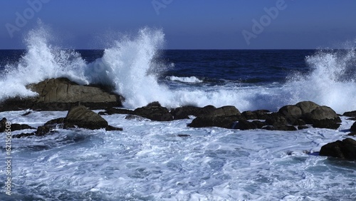 splashing waves on rocks