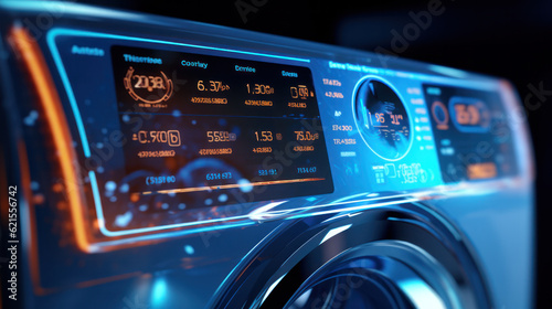 Modern washing machine, Futuristic digital display