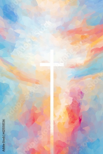 abstract background with glowing cross in the sky. ai generative art. © W&S Stock
