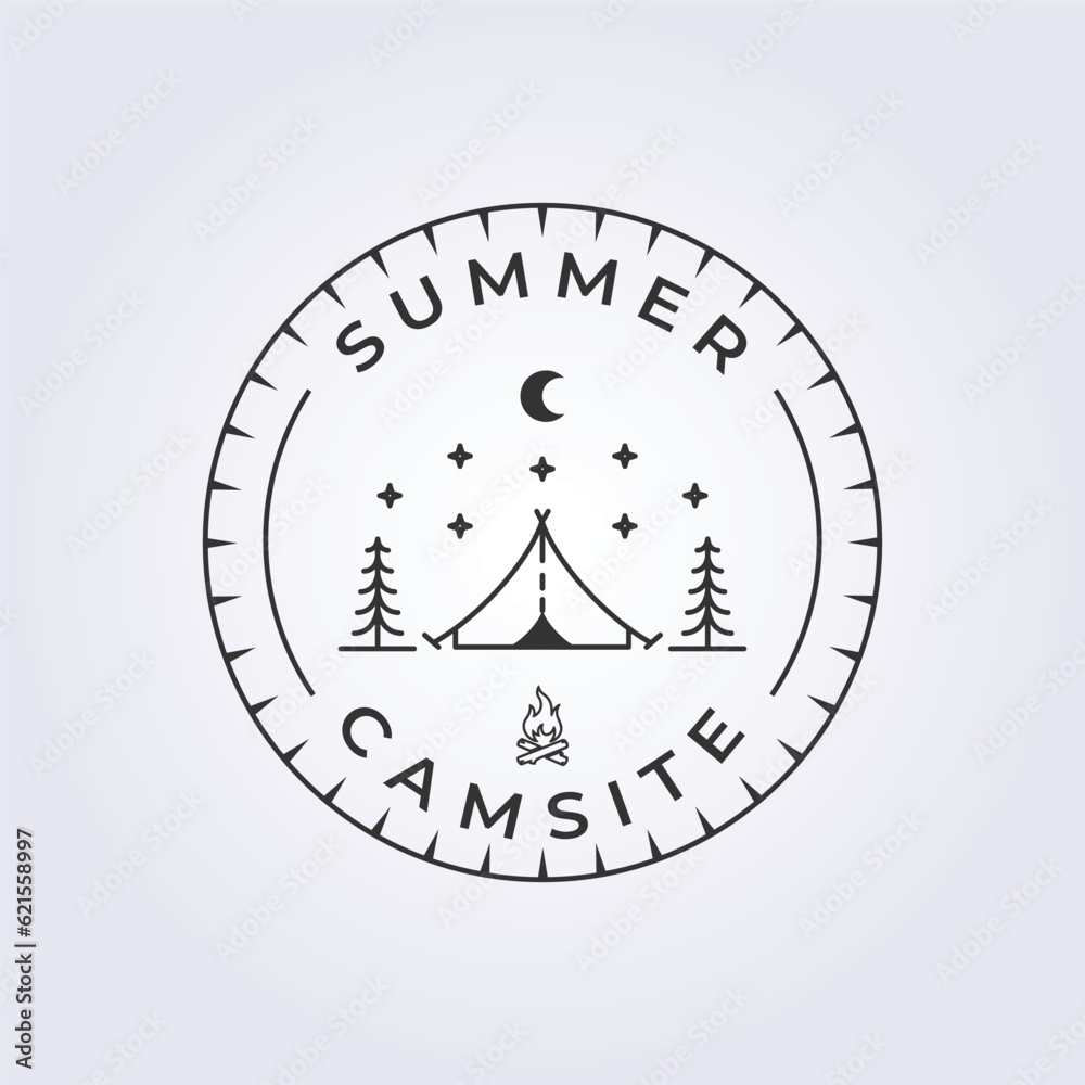 Emblem logo vector illustration design summer camp and outdoor adventure Emblem logo vector illustration design summer camp and outdoor adventure