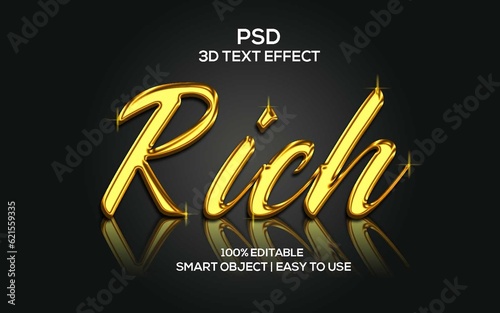 Rich 3D Text Effect Gold Color luxury editable text effect style