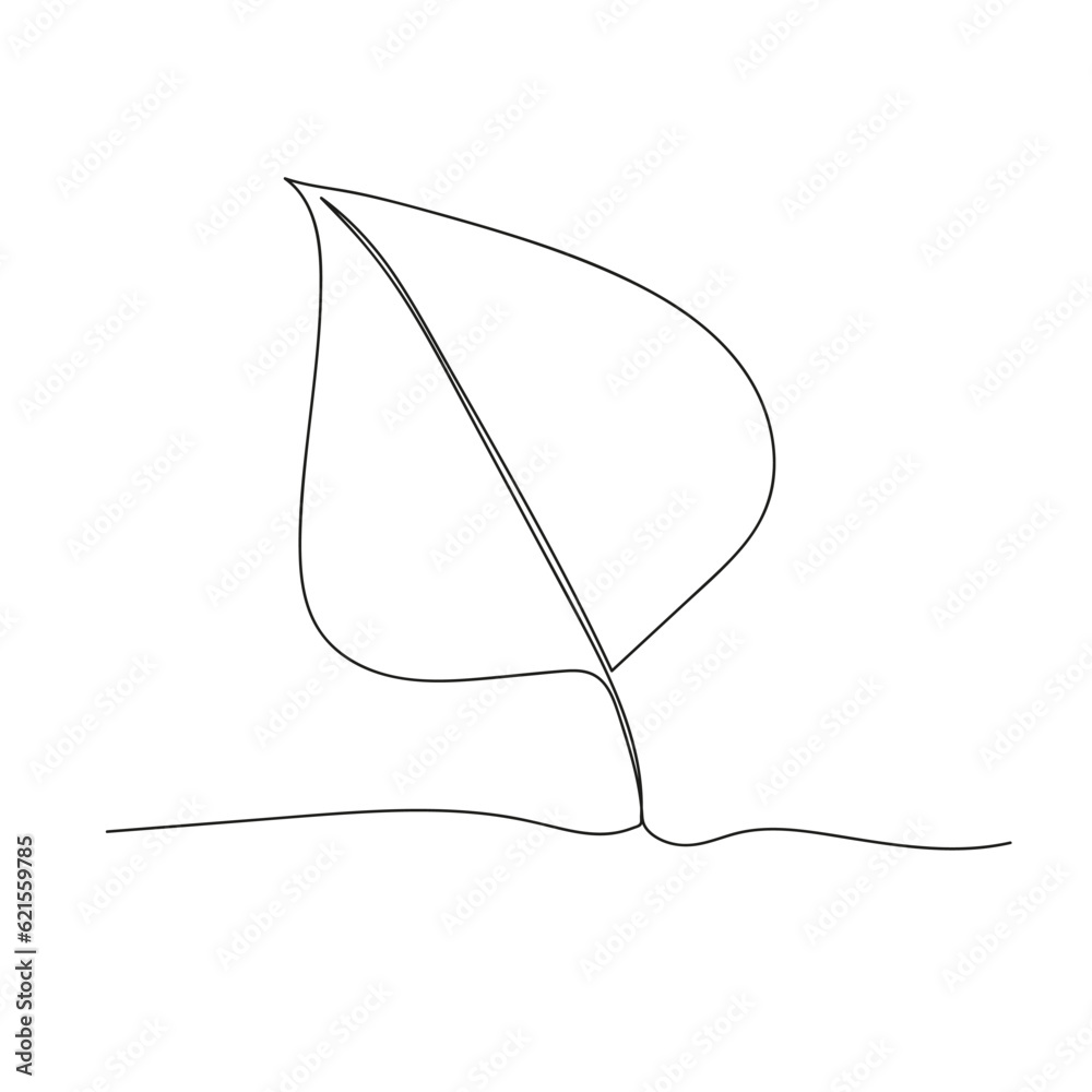 Leaf in continuous line art drawing style. Simple black sketch made of one line isolated on white background. Vector illustration Leaf in continuous line art drawing style. Simple black sketch made of one line isolated on white background. Vector illustration
