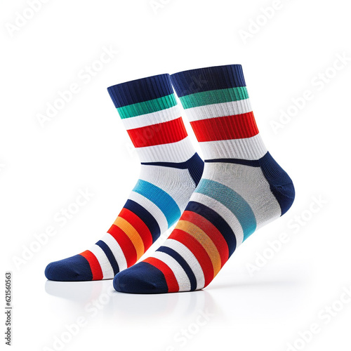 Male socks isolated on white background. Made from stretchable fabric to provide a snug fit on the leg. 