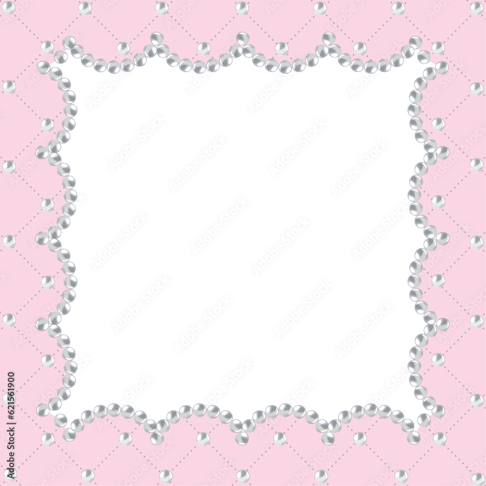 パール真珠フレーム・枠　ピンク　キルティング