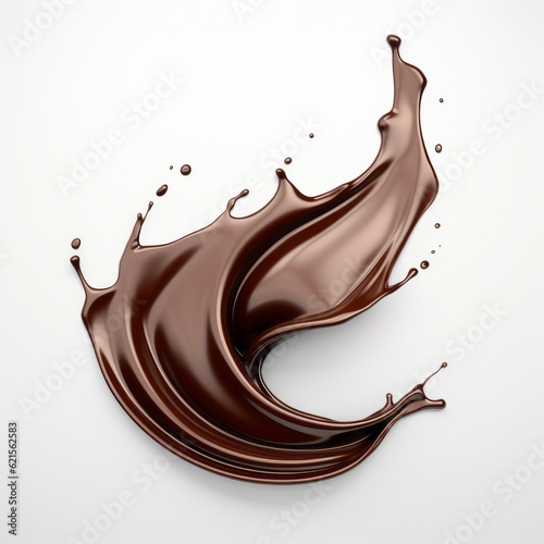 3D Splash of chocolate isolated on background, liquid or Cocao splash. Generative AI illustration