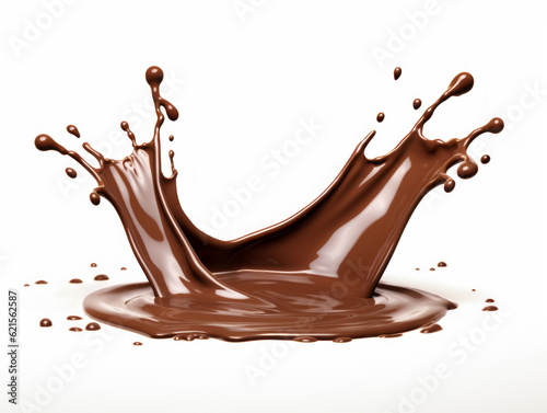 3D Splash of chocolate isolated on background, liquid or Cocao splash. Generative AI illustration