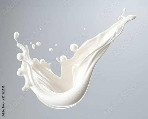 3D Milk splash isolated on background, liquid or Yogurt splash. Generative AI illustration
