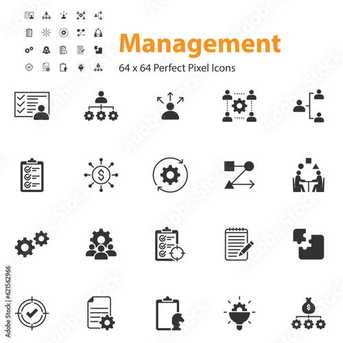 set of management icons, business, organization,