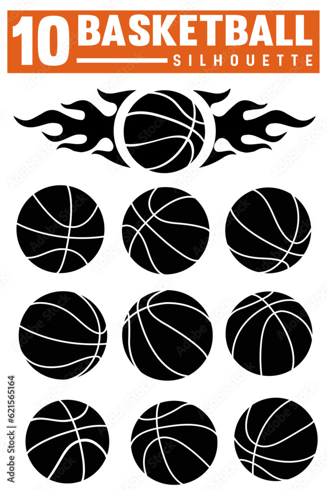 Obraz premium Basketball silhouette ball icons set Basketball ball isolated icon Black basketball symbols Vector illustration design.