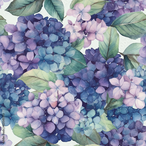 Hydrangea watercolor template pattern design, seamless pattern background.