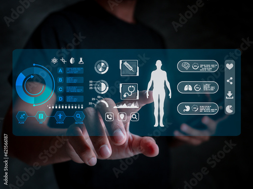 Digital Health Dashboard Monitoring Vital Signs.IoT Medical Devices Connected Health Monitoring.Health Data Privacy Lock and Key Protecting Medical Information.