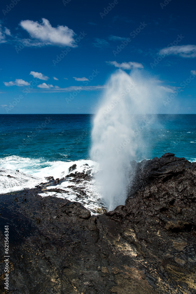 Halona hole blowing out water from the Pacific ocean