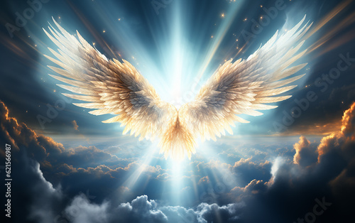 Fotografie Angel wings in heaven Generative AI