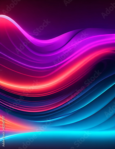 Abstract background with neon lights curve pink line generated by ai