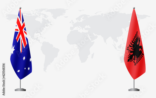 Australia and Albania flags for official meeting