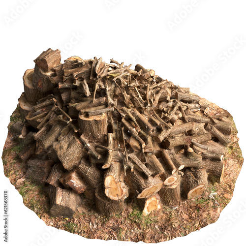 3d illustration of woodpile isolated on transparent background