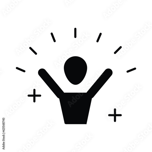 Joyful people glyph icon vector. Fun, enjoy, good mood, celebrate, happy, success symbol. Youth and sport day ector illustration for game interface, web, graphic design, UI, and app.