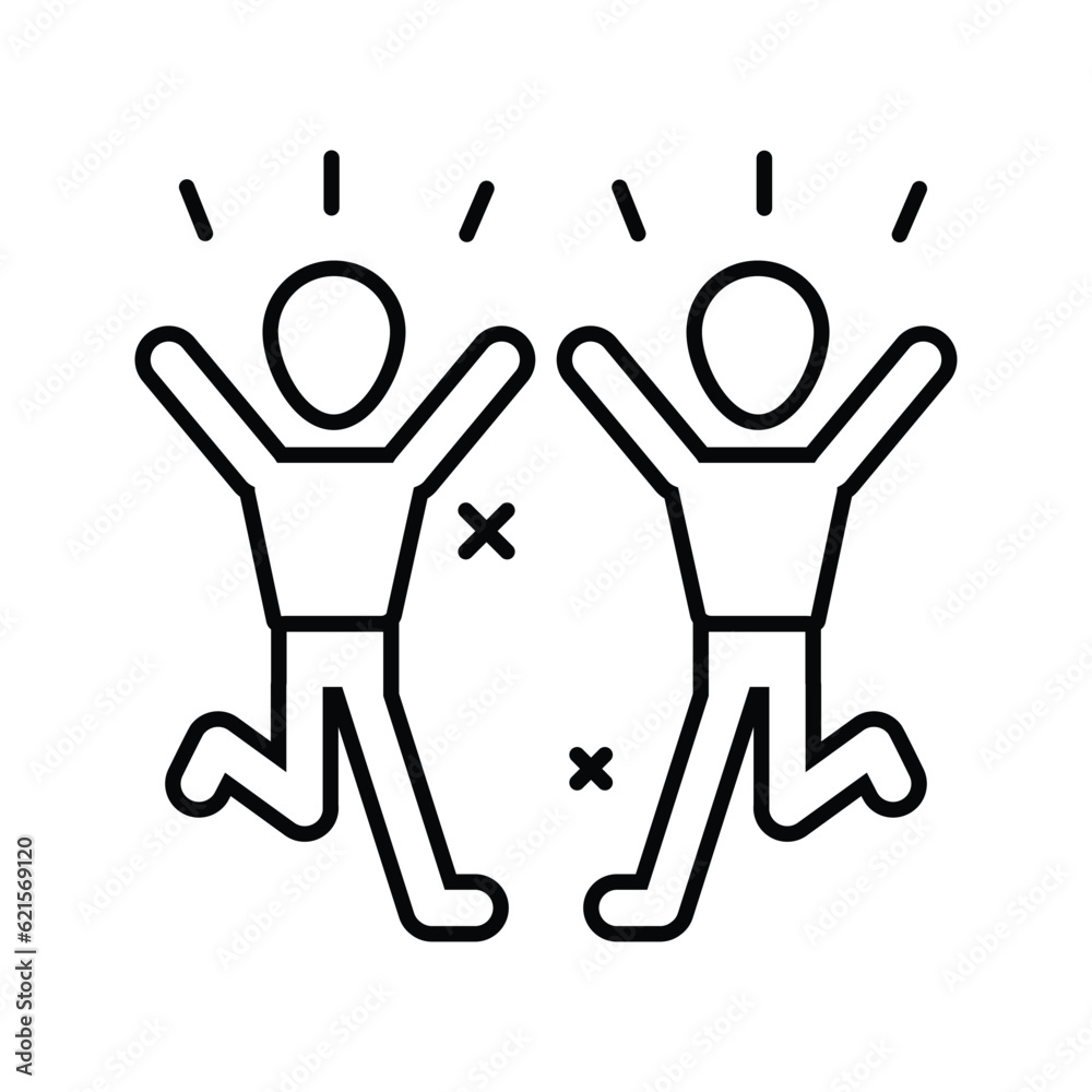 Happy and joyful people group line icon vector. Fun, enjoy, good mood, celebrate, happy, success symbol. Youth and sport day vector illustration for game interface, web, graphic design, UI, and app. Happy and joyful people group line icon vector. Fun, enjoy, good mood, celebrate, happy, success symbol. Youth and sport day vector illustration for game interface, web, graphic design, UI, and app.