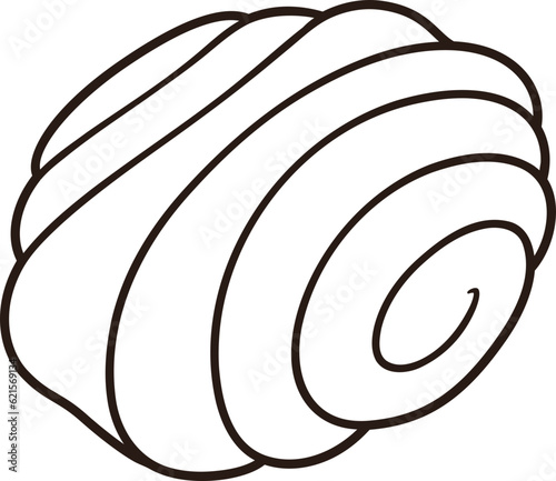 Spiral sweet pastry roll line art drawing