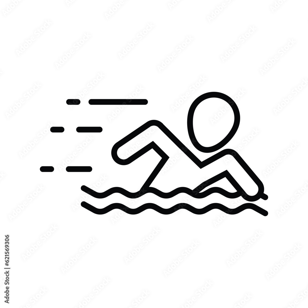 Swimmer athlete line icon vector. Swimming sport symbol. Youth and sport day vector illustration for game interface, web, graphic design, UI, and app.