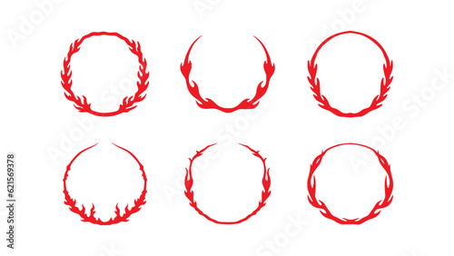 Circle fire frame cartoon vector illustration collection