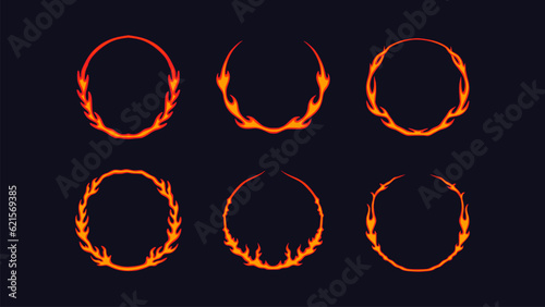 Circle fire frame cartoon vector illustration collection