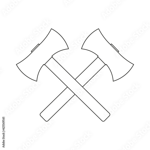 Silhouette of two axes on a white background.