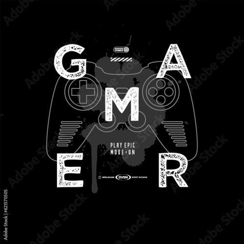 Vector joysticks gamepad illustration with slogan next level, for t-shirt prints and other uses.
