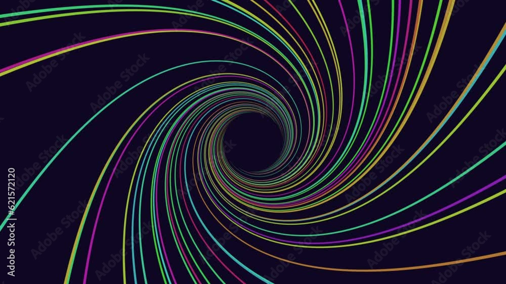 Psychedelic illusion neon rainbow lines in dark hole, motion abstract corporate, cyber and futuristic style background Psychedelic illusion neon rainbow lines in dark hole, motion abstract corporate, cyber and futuristic style background