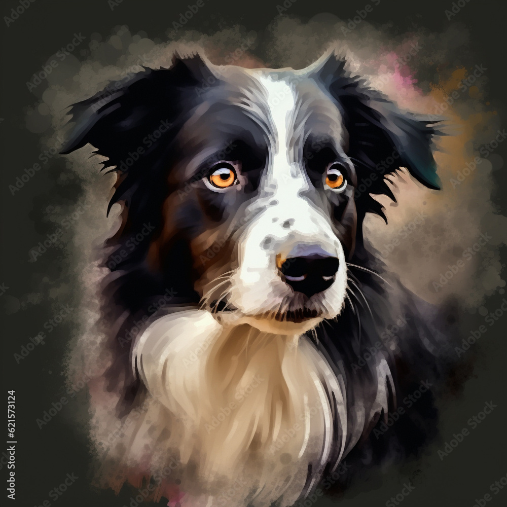 Generative AI illustrations, adorable portrait of amazing healthy and happy dog