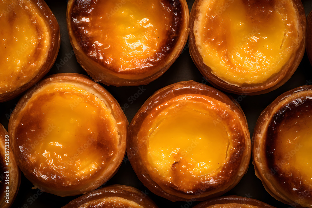 Traditional portuguese vanilla pudding puff pastry pastel de nata