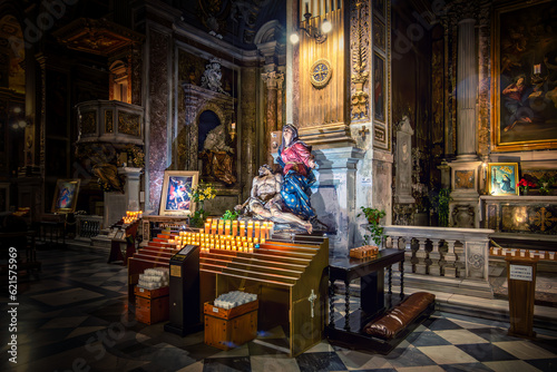 Interior of Chiesa San Marcello al Corso: A historic church in Rome known for its miraculous healing and beautiful artwork.