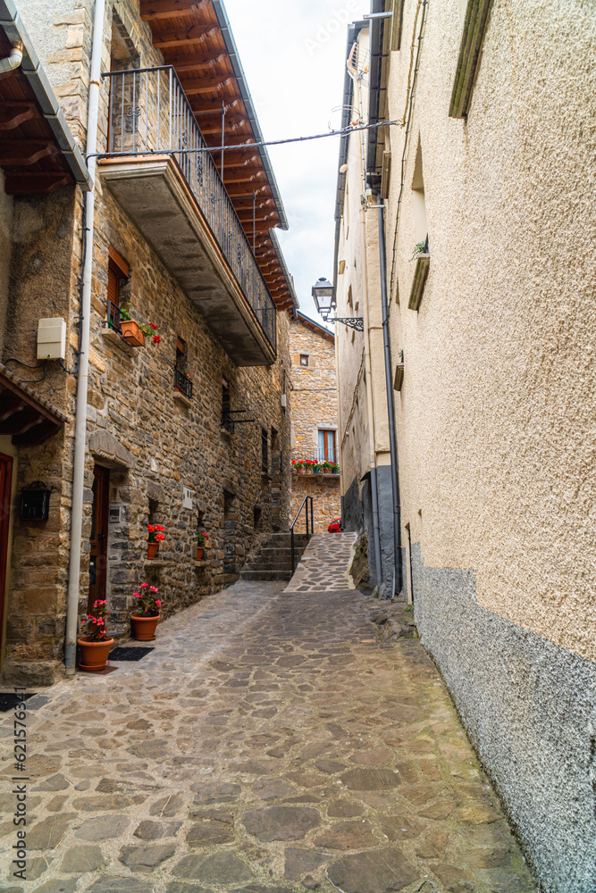 Torla-Ordesa old town, narrow streets. Huesca (Aragón-Spain)