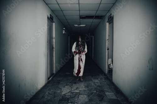 Portrait of asian woman make up ghost,Scary horror scene for background,Halloween festival concept,Ghost movies poster,angry spirit in the apartment © reewungjunerr