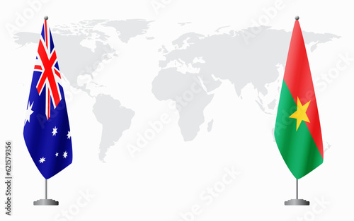 Australia and Burkina Faso flags for official meeting