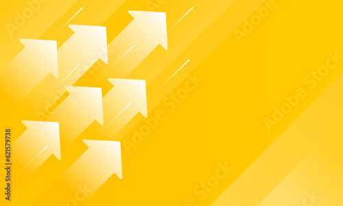 Business presentation with oblique-up arrows on yellow background template. Vector illustration.