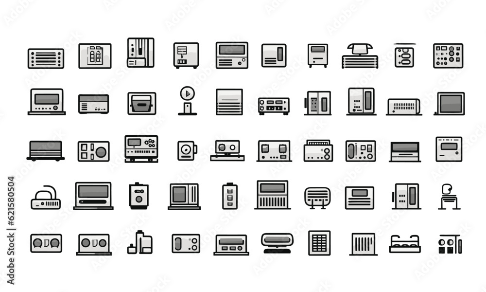 Icon collection for the internet. comprising web design, computer, network, website, server, hardware, software, and programming Collection of vector solid icons. Icon collection for the internet. comprising web design, computer, network, website, server, hardware, software, and programming Collection of vector solid icons.